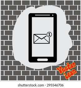 Smartphone email icon. Mobile mail sign symbol.