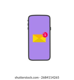 smartphone with an email icon and a red notification badge showing number one.