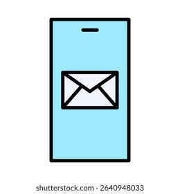 Smartphone Email Message Vector Icon Set - Mobile, Communication, Online, Digital, Outline, Flat, Editable Line Weight