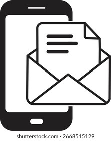 Smartphone com ícone de notificação por e-mail para comunicação digital