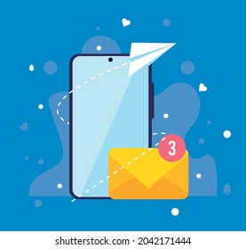 smartphone with email notifications icons