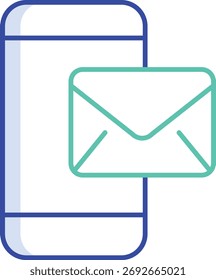smartphone email outline color icon design