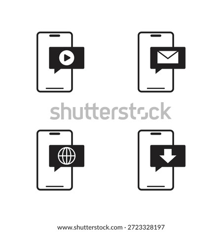 Smartphone email player web and download glyph icons