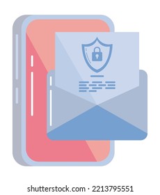 smartphone con icono de seguridad de correo electrónico