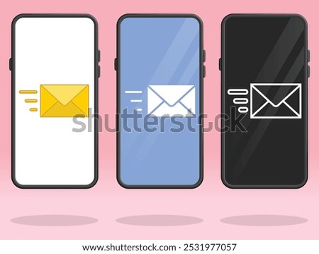 Smartphone Email Sent Envelope Moving Quickly