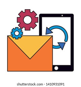 smartphone email settings reload media vector illustration