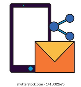 smartphone email share on white background vector illustration