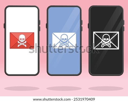 Smartphone Email Skull Malicious Mail Envelope