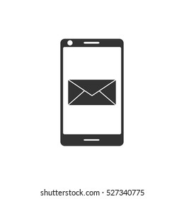 Smartphone email or sms icon flat. Illustration isolated vector sign symbol