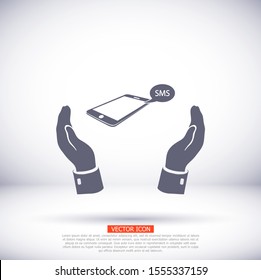 Smartphone email or sms icon. Mobile mail sign simbol. Lorem Ipsum Flat Design