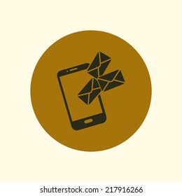 Smartphone email or sms icon. Mobile mail sign simbol.