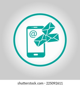 Smartphone email or sms icon. Mobile mail sign simbol.