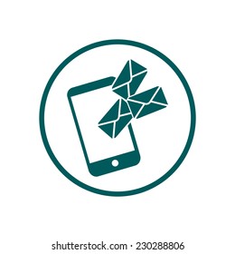 Smartphone email or sms icon. Mobile mail sign simbol.