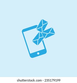 Smartphone email or sms icon. Mobile mail sign simbol.