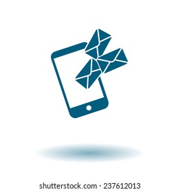 Smartphone email or sms icon. Mobile mail sign simbol.
