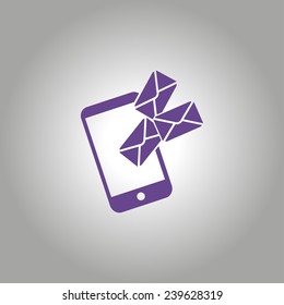 Smartphone email or sms icon. Mobile mail sign simbol.