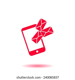 Smartphone email or sms icon. Mobile mail sign simbol.