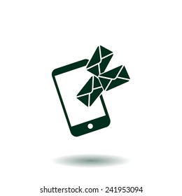 Smartphone email or sms icon. Mobile mail sign simbol.