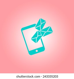 Smartphone email or sms icon. Mobile mail sign simbol.