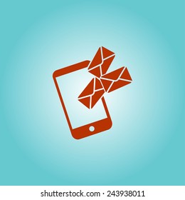 Smartphone email or sms icon. Mobile mail sign simbol.