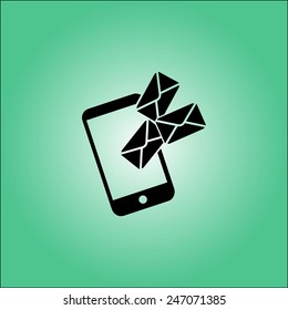 Smartphone email or sms icon. Mobile mail sign symbol.