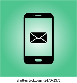 Smartphone email or sms icon. Mobile mail sign symbol.