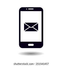 Smartphone email or sms icon. Mobile mail sign simbol.