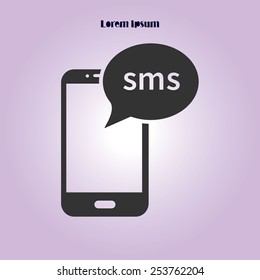 Smartphone email or sms icon. Mobile mail sign simbol.