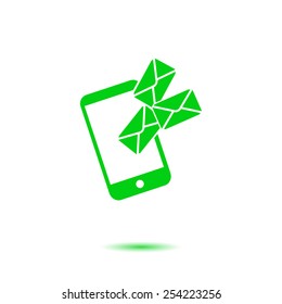 Smartphone email or sms icon. Mobile mail sign simbol.