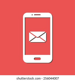 Smartphone email or sms icon. Mobile mail sign simbol.