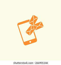 Smartphone email or sms icon. Mobile mail sign symbol.