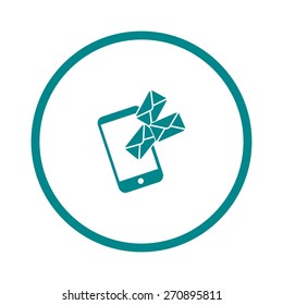Smartphone email or sms icon. Mobile mail sign simbol.