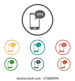 Smartphone email or sms icon. Mobile mail sign simbol.
