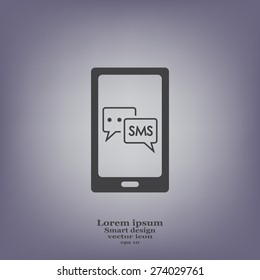 Smartphone email or sms icon. Mobile mail sign simbol.