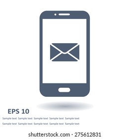 Smartphone email or sms icon. Mobile mail sign symbol.