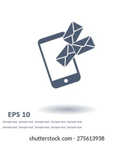 Smartphone email or sms icon. Mobile mail sign symbol.