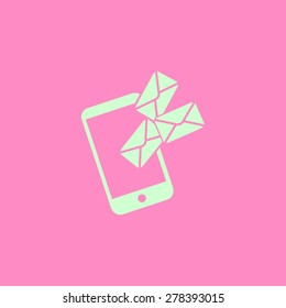 Smartphone email or sms icon. Mobile mail sign symbol.
