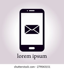 Smartphone email or sms icon. Mobile mail sign simbol.