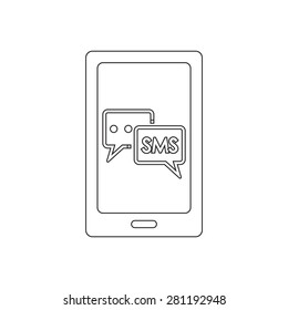 Smartphone email or sms icon. Mobile mail sign simbol.