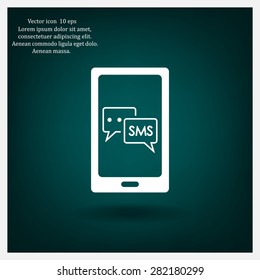 Smartphone email or SMS icon. Mobile mail sign symbol.