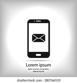 Smartphone email or sms icon. Mobile mail sign simbol.