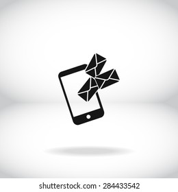 Smartphone email or sms icon. Mobile mail sign simbol.