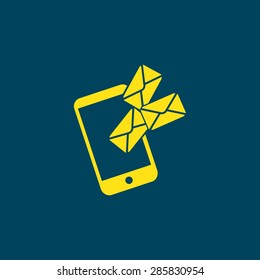 Smartphone email or sms icon. Mobile mail sign simbol.