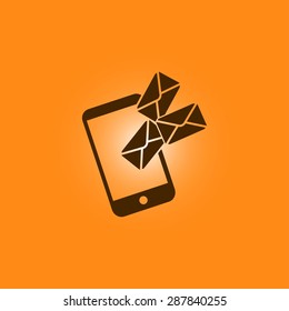 Smartphone email or sms icon. Mobile mail sign symbol.