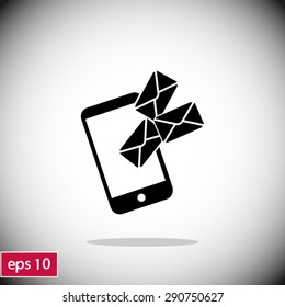Smartphone email or sms icon. Mobile mail sign symbol.