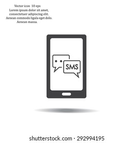 Smartphone email or SMS icon. Mobile mail sign symbol.