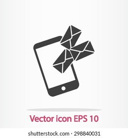 Smartphone email or sms icon. Mobile mail sign symbol.