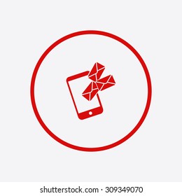 Smartphone email or sms icon. Mobile mail sign symbol.