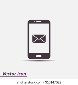 Smartphone email or sms icon. Mobile mail sign symbol.