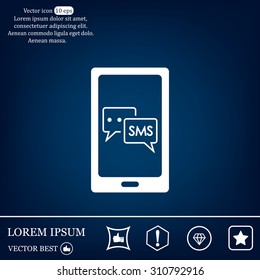 Smartphone email or sms icon. Mobile mail sign simbol.